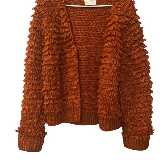 Universal Thread | Rust Shaggy Cardigan Crochet Target Oversized Open Front XS - Picture 6 of 13